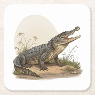 Crocodile Square Paper Coaster