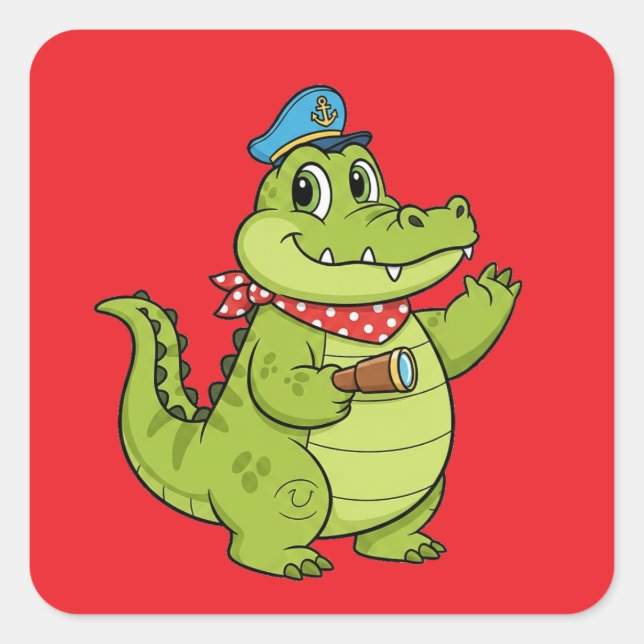 crocodile square sticker (Front)
