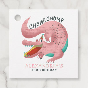 Crocodile Theme Birthday Party Pink Favour Tags