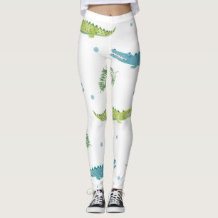 Crocodile Watercolor: Vintage Alligator Pattern Leggings