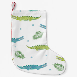 Crocodile Watercolor: Vintage Alligator Pattern Small Christmas Stocking