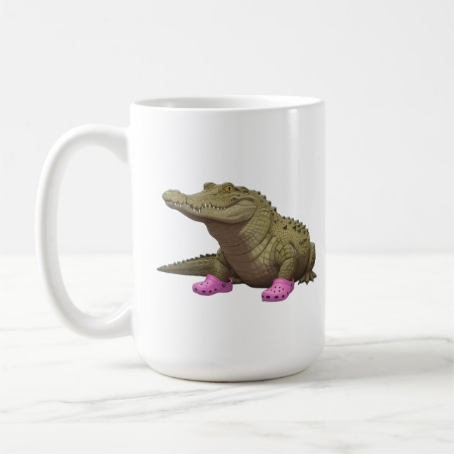 Crocodile wearing croc shoes  coffee mug (Left)