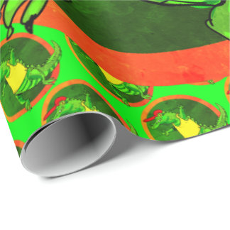 crocodile wearing tshirt with birthday message wrapping paper