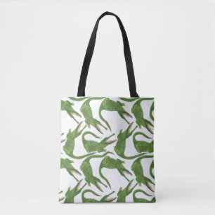 Crocodile White Watercolor Array Tote Bag