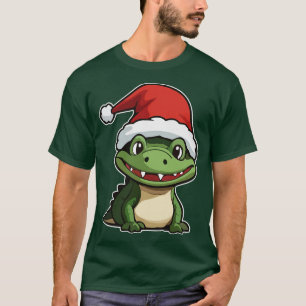 Crocodile with Christmas Hat T-Shirt