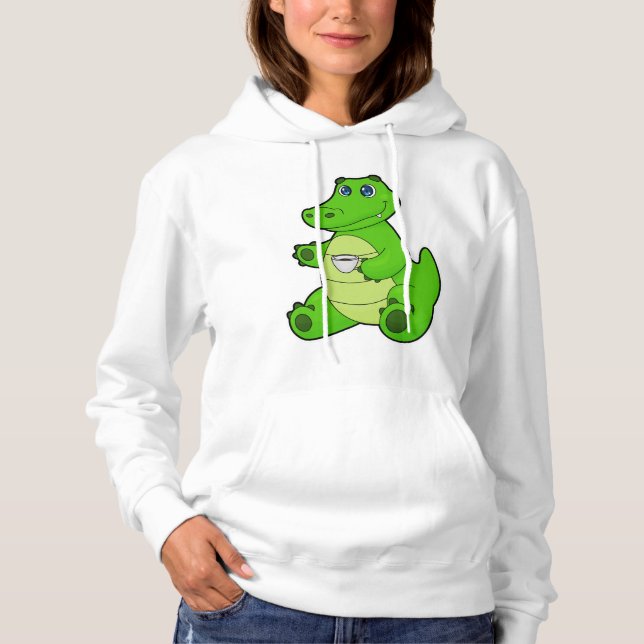 Crocodile with Cup of Coffee Hoodie (Front)
