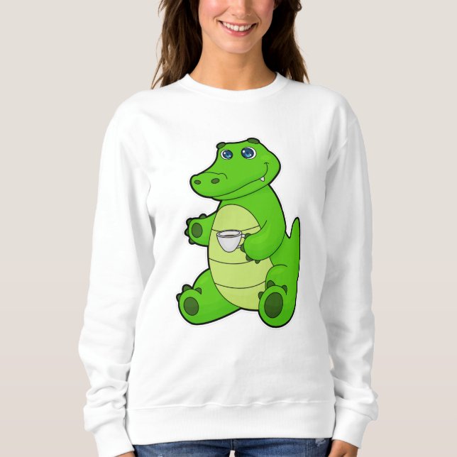 Crocodile with Cup of Coffee Sweatshirt (Front)