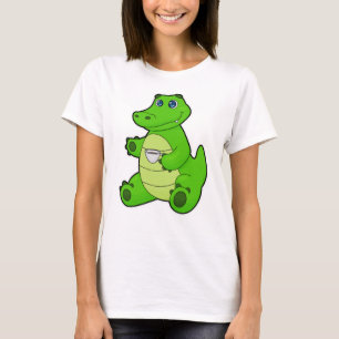 Crocodile with Cup of Coffee T-Shirt