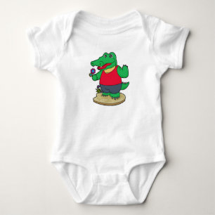 Crocodile with Flowers Baby Bodysuit