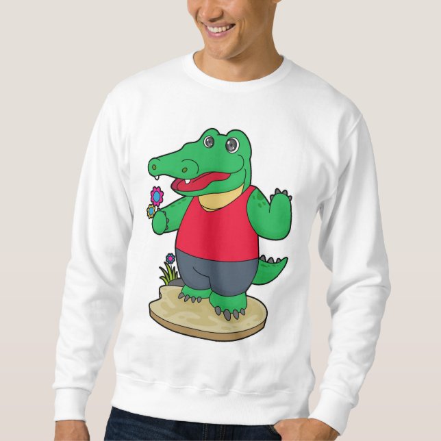 Crocodile with Flowers Sweatshirt (Front)
