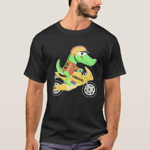 Crocodile with motorcycle biker motorcycle dirt bi T-Shirt