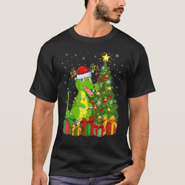 Crocodile   Xmas Holiday Santa Crocodile Christmas T-Shirt (Front)