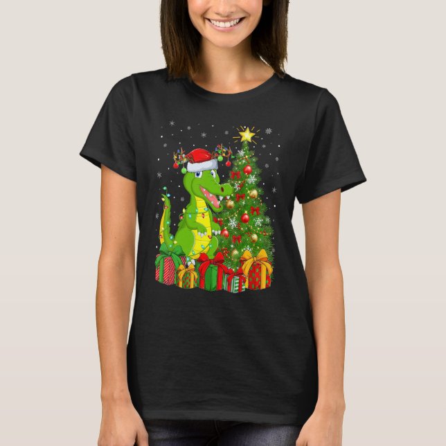 Crocodile   Xmas Holiday Santa Crocodile Christmas T-Shirt (Front)