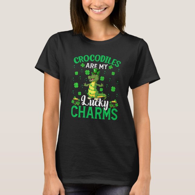 Crocodiles Are My Lucky Charms Crocodile St Patric T-Shirt (Front)