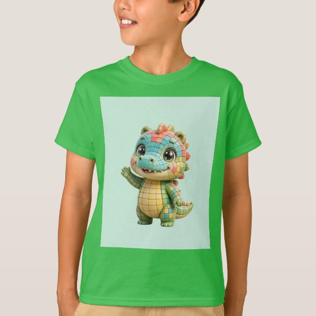  Crocodino - mint background - Kids Vertical  T-Shirt (Front)