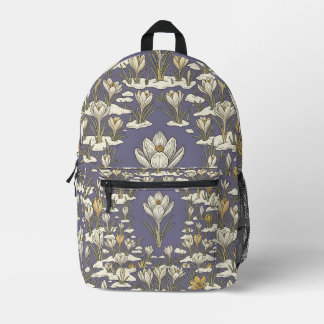 Crocus Bloom Backpack – Floral Snow Meadow Design