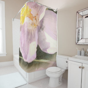Crocus Floral Watercolor Painting Shower Curtain