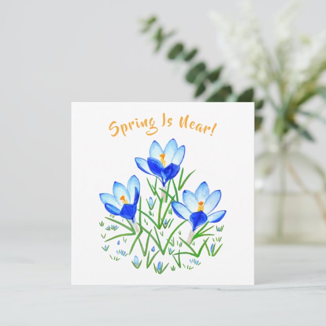 Crocus Flower on White Flat Card (Standing Front)