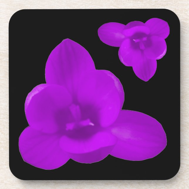 Crocus Flower Purple Cork Coaster (Front)