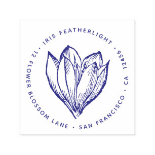 Crocus Flower Return Address Floral Botanical Self-inking Stamp