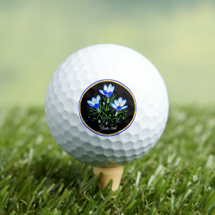 Crocus Flowers With Text On Black Golf Balls
