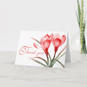 Crocus pink red wedding thank you card