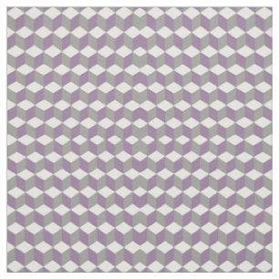 Crocus Purple and Grey Isometric Cube Pattern Fabric