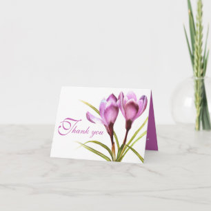 Crocus purple flower wedding thank you card