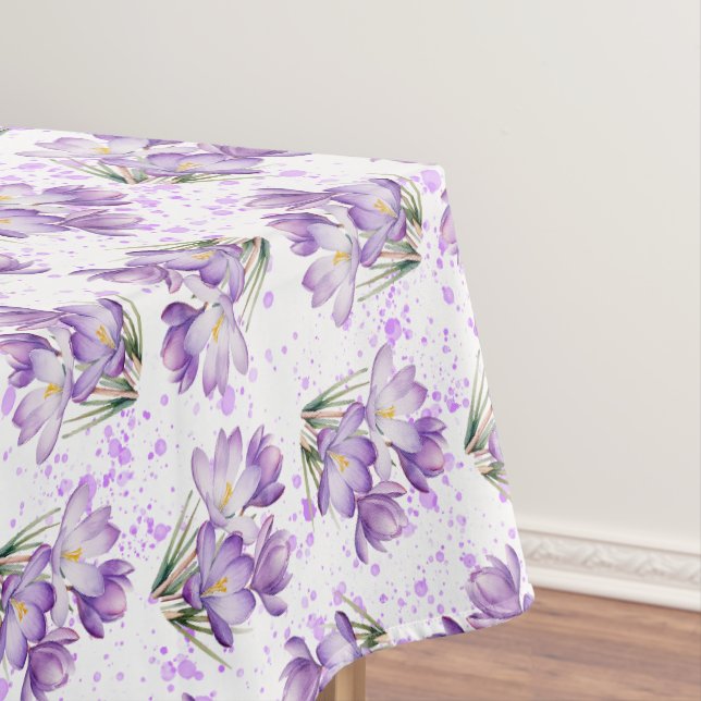 Crocus Spring Floral Pattern Tablecloth (In Situ)