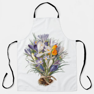 Crocus Spring Flower Botanical Floral Art Apron