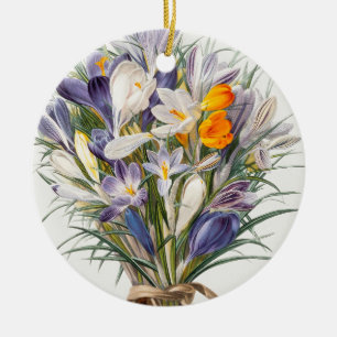 Crocus Spring Flower Botanical Floral Art Ceramic Tree Decoration