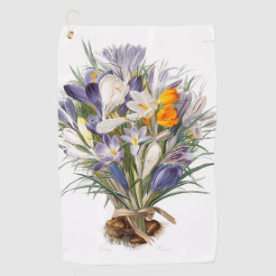 Crocus Spring Flower Botanical Floral Art Golf Towel