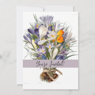 Crocus Spring Flower Botanical Floral Art Invitation