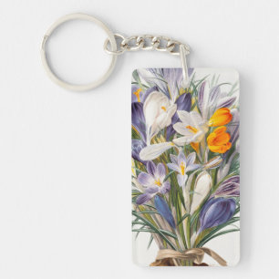 Crocus Spring Flower Botanical Floral Art Key Ring