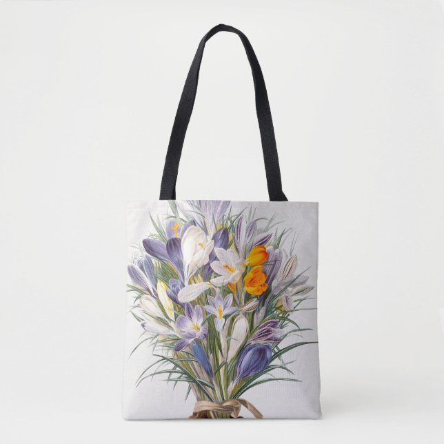 Crocus Spring Flower Botanical Floral Art Tote Bag (Front)