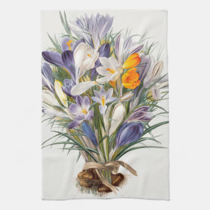 Crocus Spring Flower Floral Art Tea Towel