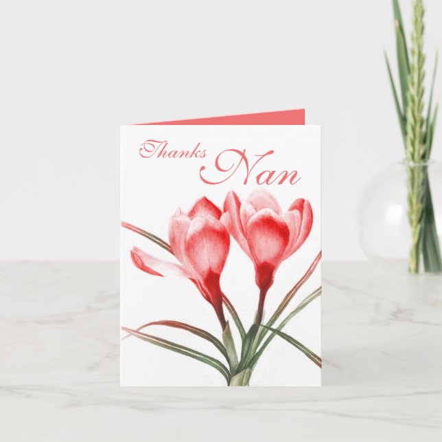 Crocus "Thanks Nan" pink red mothers card (Front)