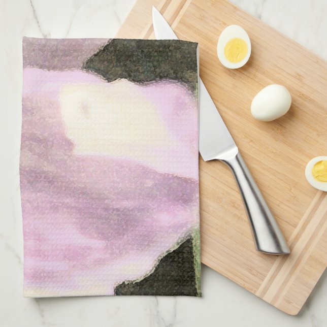 Crocus Watercolor Flower Art Tea Towel (Quarter Fold)