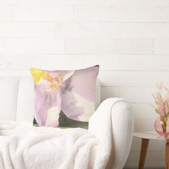 Crocus Watercolor Painted Flower Cushion (Couch)