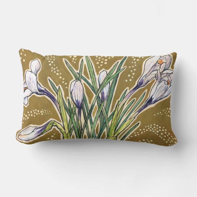 Crocuses, floral pattern, beautiful spring flowers lumbar cushion (Front)