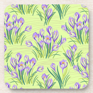 Crocuses on light green coaster