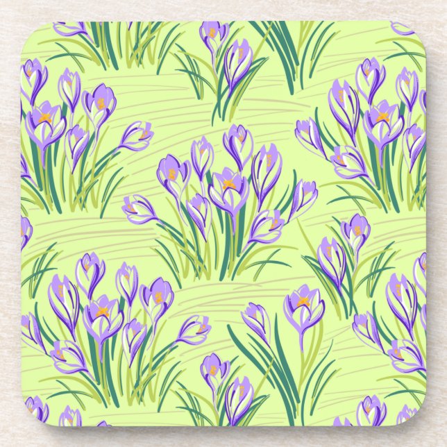 Crocuses on light green coaster (Front)