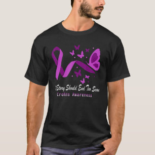 Crohn's Awareness Butterflies Purple Ribbon Crohn' T-Shirt