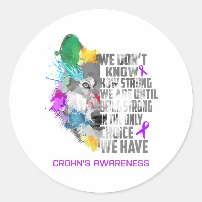 Crohn's Awareness Ribbon Support Gifts Classic Round Sticker (Front)