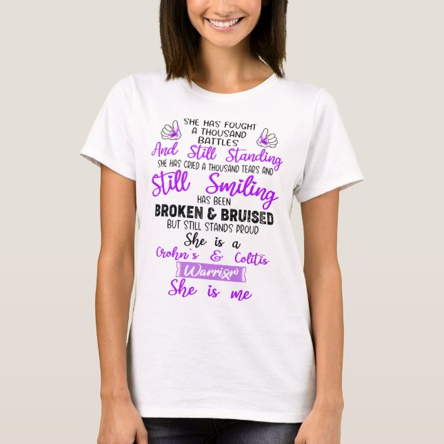 Crohn's & Colitis Awareness Ribbon Support Gifts T-Shirt (Front)