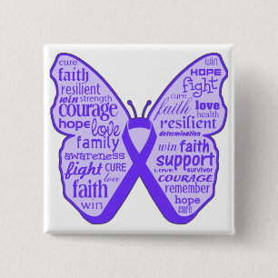 Crohn's Disease Awareness Butterfly Ribbon 15 Cm Square Badge