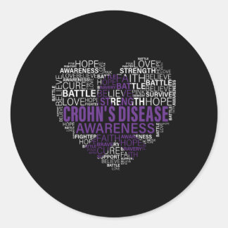 Crohn'S Disease Awareness Fight Hope Support Stron Classic Round Sticker