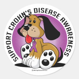 Crohn's Disease Dog Classic Round Sticker