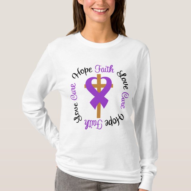 Crohn's Disease Faith Hope Love Cross T-Shirt (Front)
