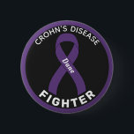 Crohn's Disease Fighter Ribbon Black Button<br><div class="desc">Crohn's Disease Fighter Ribbon Black Button for awareness and support for people fighting crohn's disease.</div>
